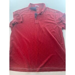 Carbon 2 Cobalt Men's Polo Shirt Size Large L Red Short Sleeve Contrast Placket